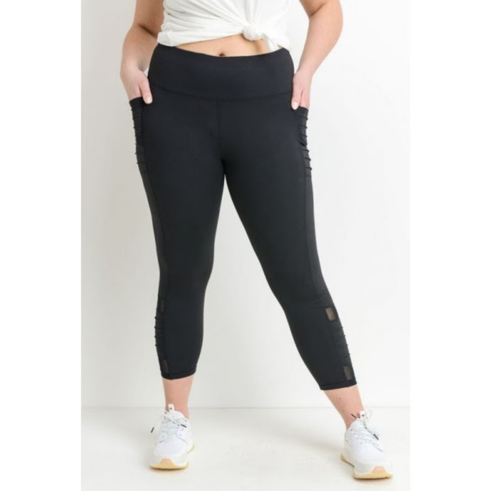 Moto Ribbed Full Leggings with Leggings and Pocket - Picture 5 of 5
